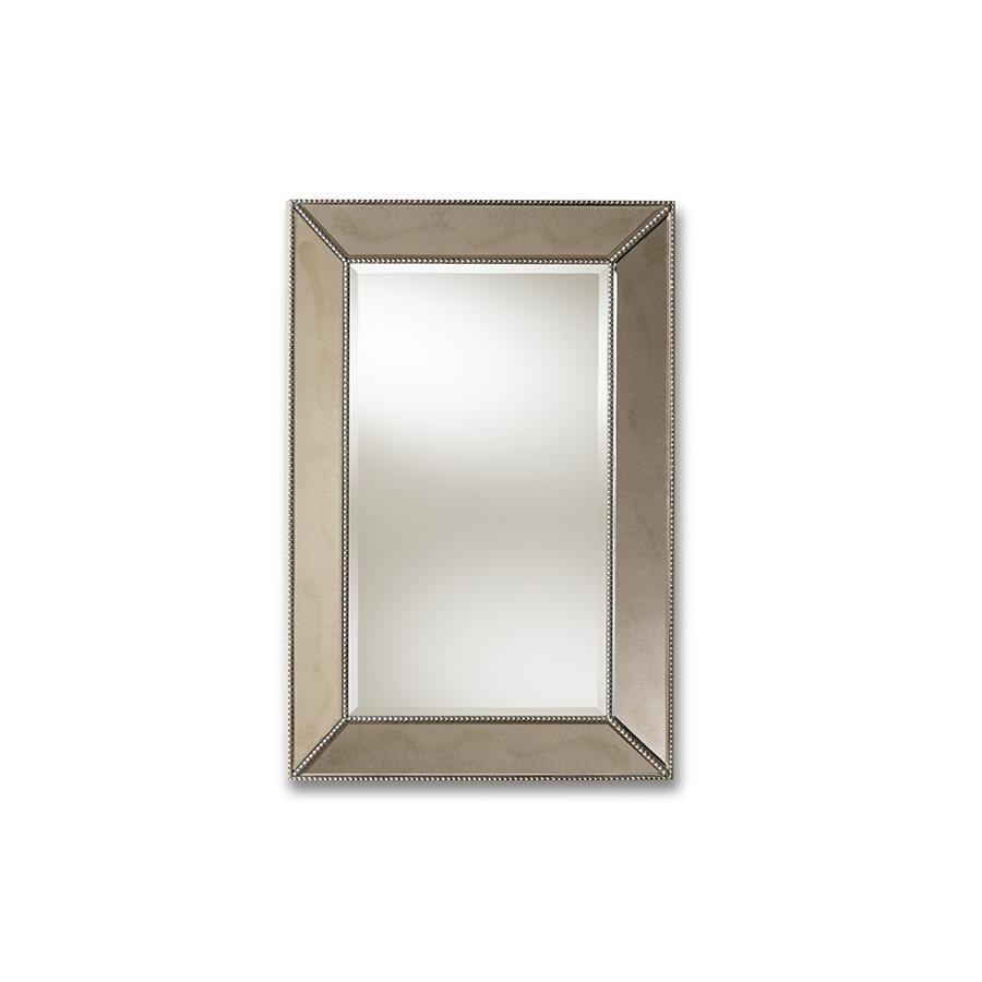 Emelie Modern and Contemporary Antique Silver Finished Accent Wall Mirror