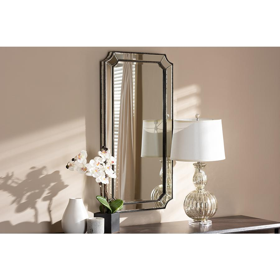 Romina Art Deco Antique Silver Finished Accent Wall Mirror