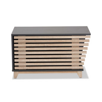 Thumbnail for Baxton Studio Eckhart Modern and Contemporary Two-Tone Dark Grey and Oak Finished Wood Cat Litter Box Cover House