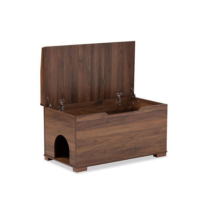 Baxton Studio Mariam Modern and Contemporary Walnut Brown Finished Wood Cat Litter Box Cover House