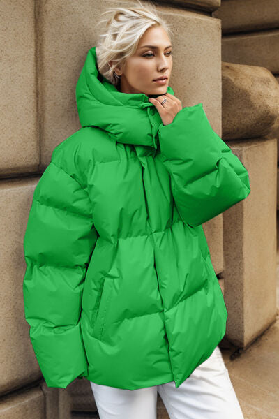 Pocketed Zip Up Hooded Puffer Jacket - Mervyns