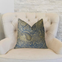Thumbnail for Myrtle  Navy Blue and Taupe Handmade Luxury Pillow