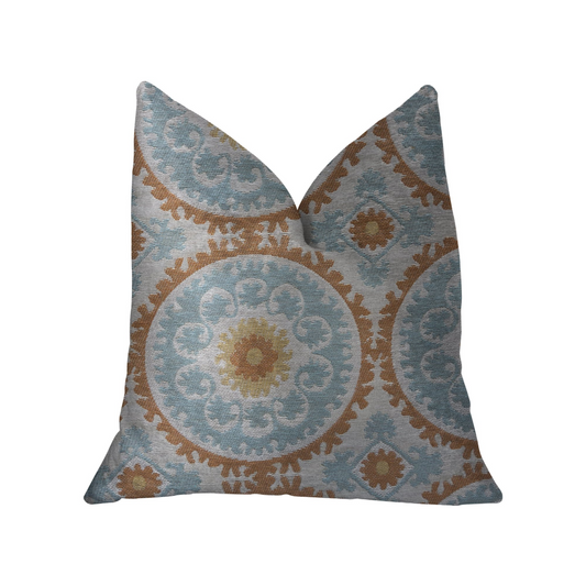 Sunset Cottage Orange, Blue and Ivory Luxury Throw Pillow