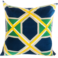 Thumbnail for Obliquity Blue, Yellow and Green Luxury Throw Pillow