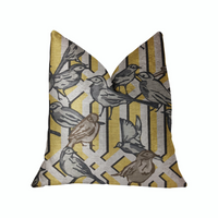 Thumbnail for Song Bird Gardens Yellow, Beige and Gray Luxury Throw Pillow