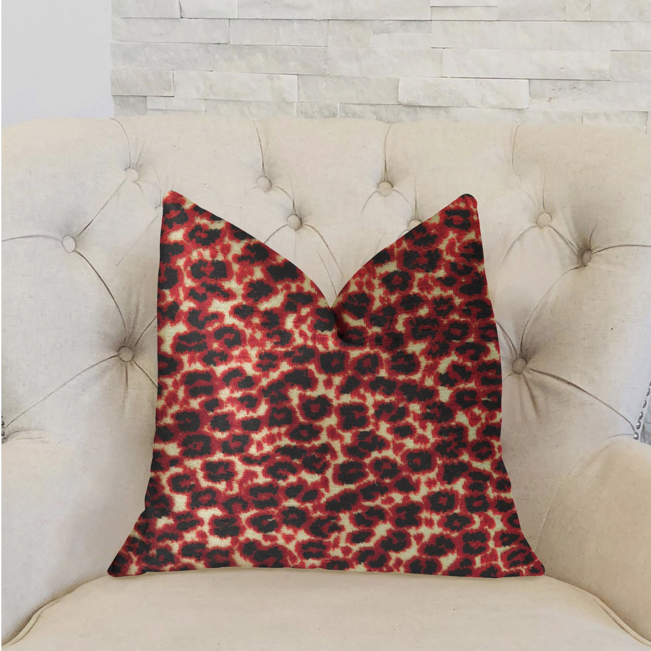 Crimson Cheetah Black and Red Luxury Throw Pillow