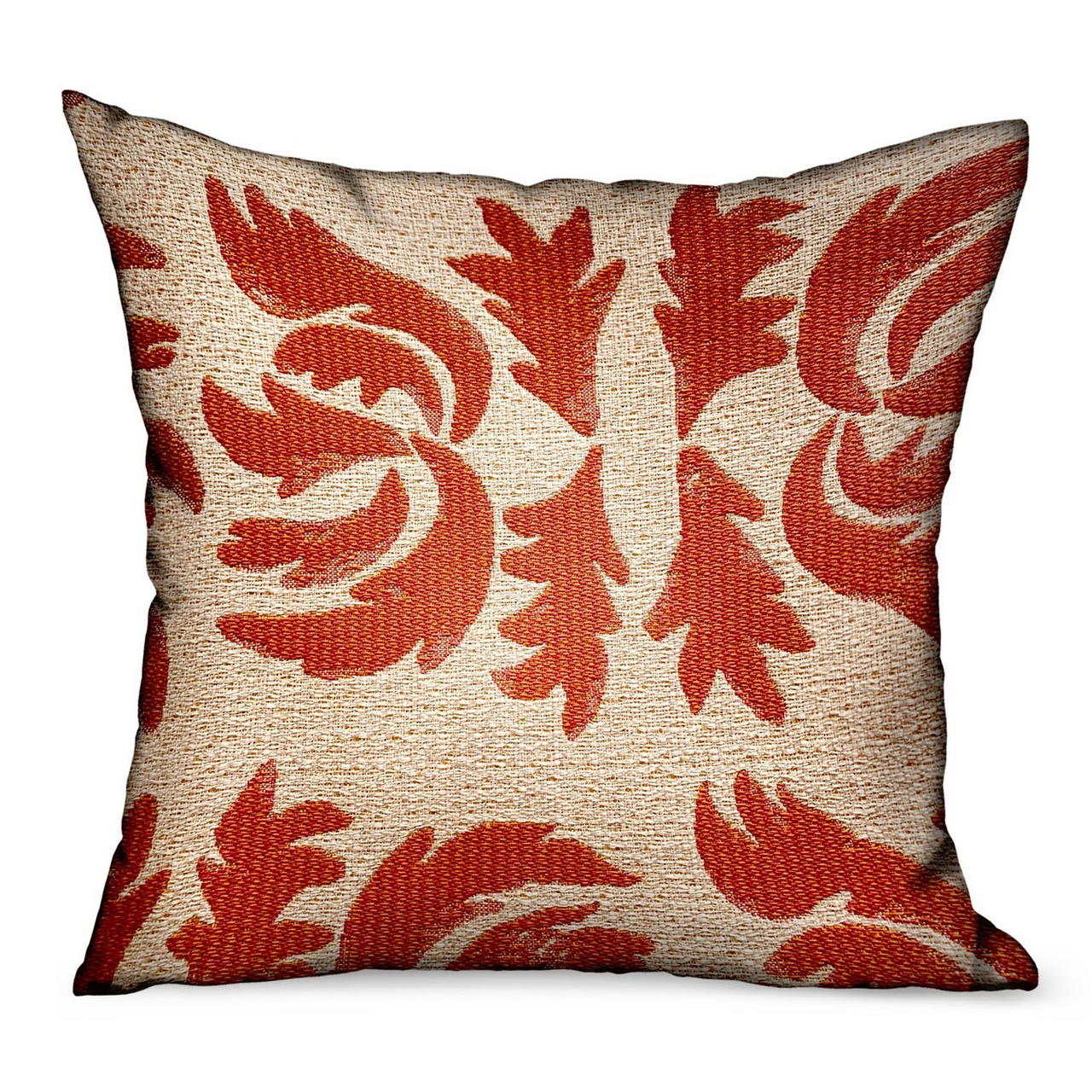 Claret Leaflet Orange Paisley Luxury Outdoor/Indoor Throw Pillow