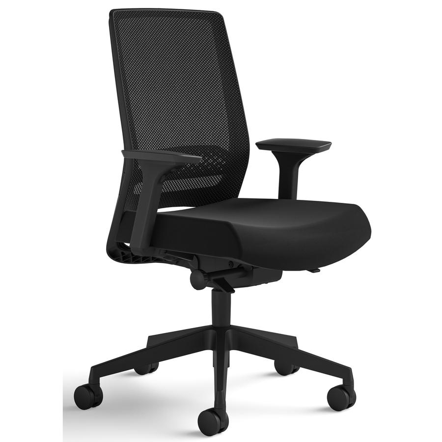 Safco Safco Medina Deluxe Task Chair - 5-star Base - Black - Armrest - 1 Each