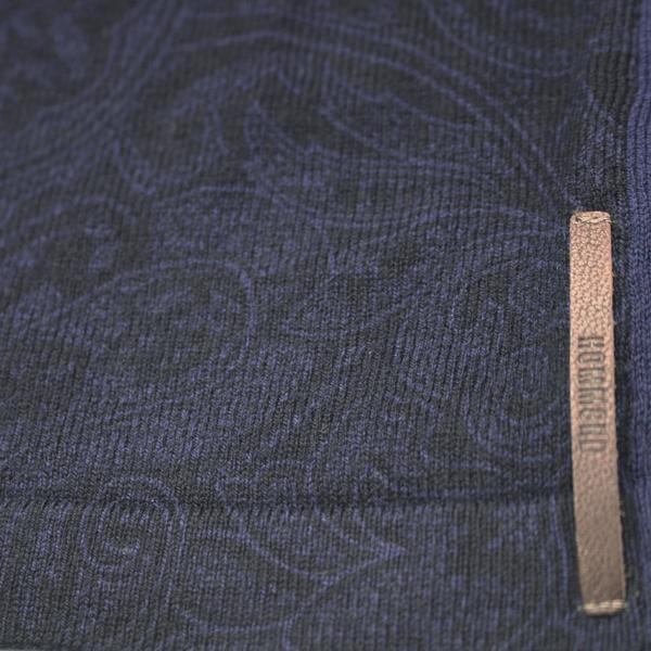 Navy Cashmere Printed Polo Shirt Tavarua in Cotton Cashmere