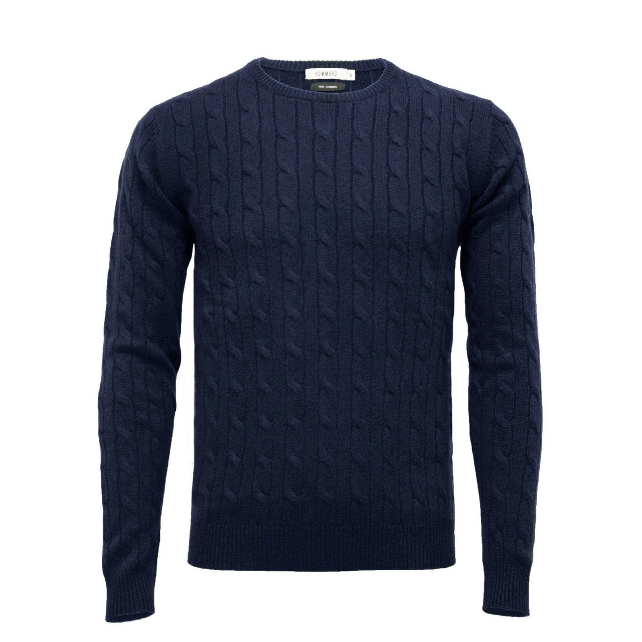 Navy Cashmere Crew Neck Cable Sweater