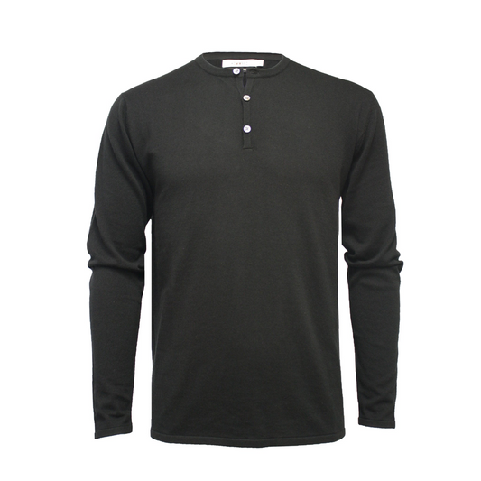 Jersey Henley Long Sleeves T Shirt - Black