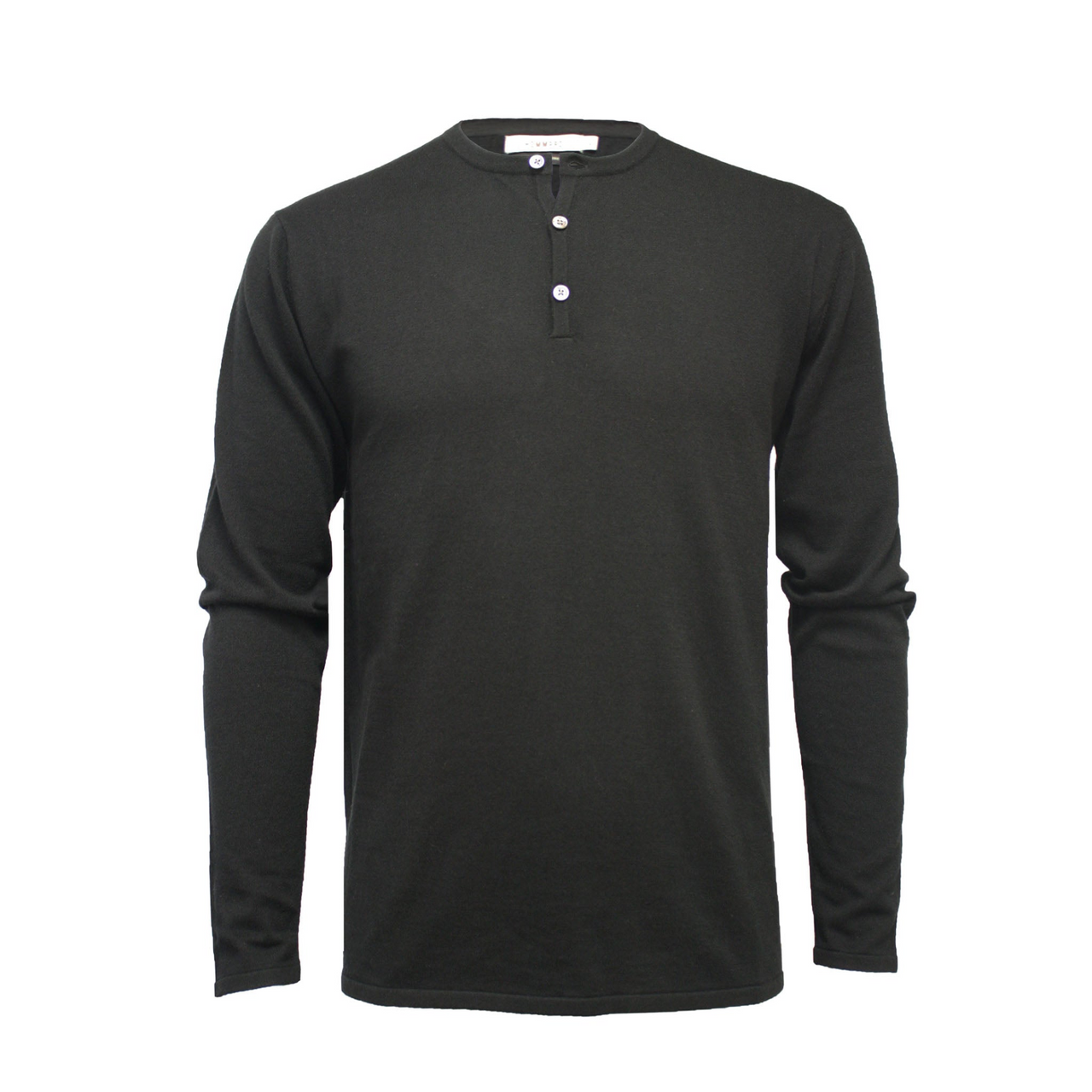 Jersey Henley Long Sleeves T Shirt - Black