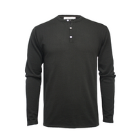 Thumbnail for Jersey Henley Long Sleeves T Shirt - Black