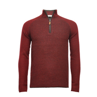 Thumbnail for Red Cashmere Zip Neck Sweater Diagonal Stitch
