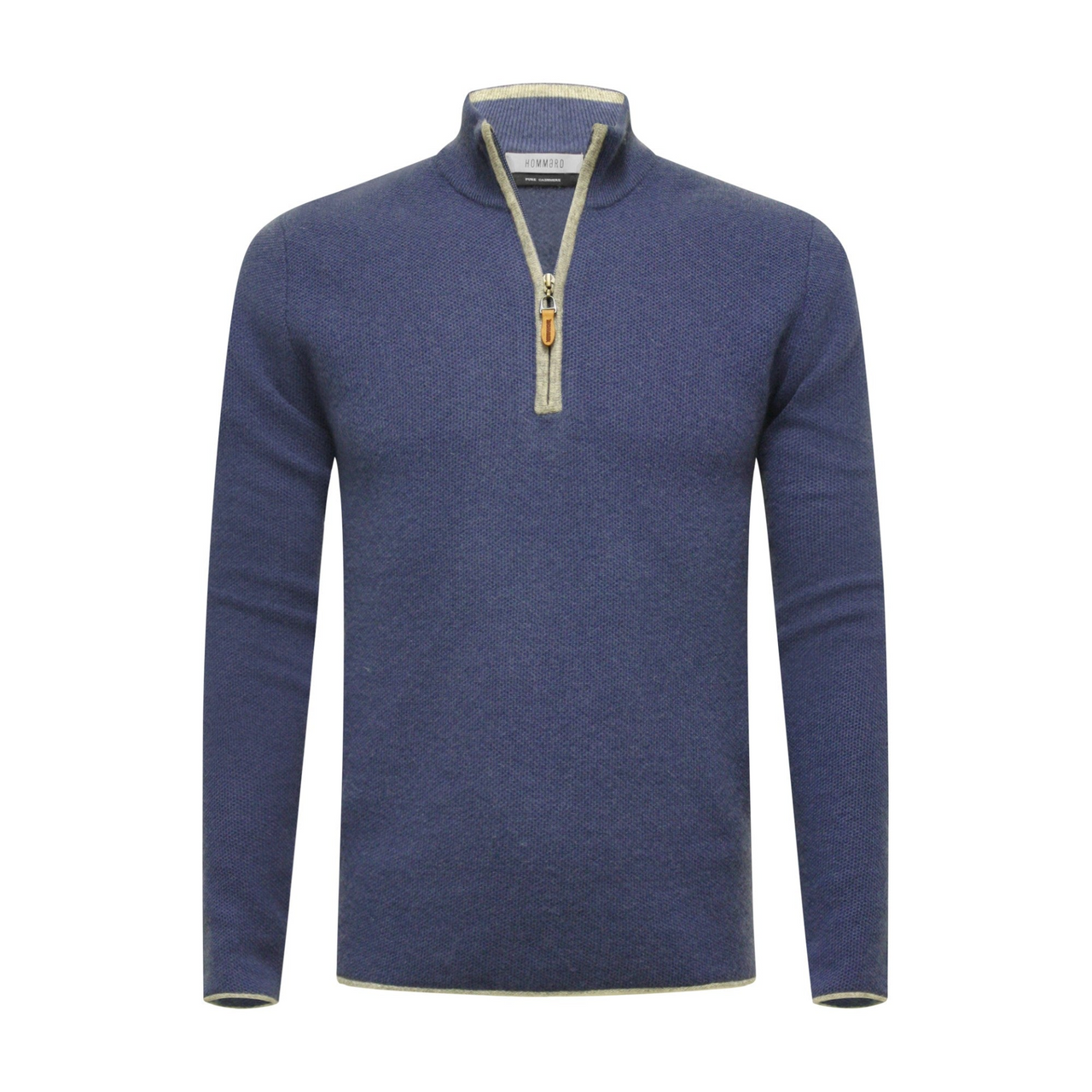 Jeans Grey Cashmere Zip Neck Sweater Verbier in pique stitch