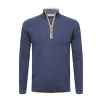 Thumbnail for Jeans Grey Cashmere Zip Neck Sweater Verbier in pique stitch