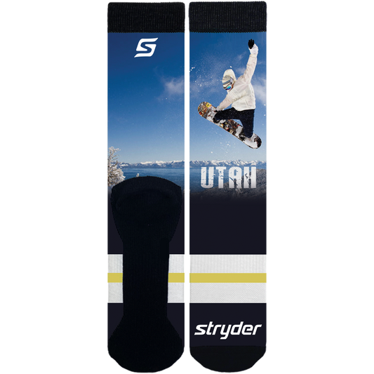 Snowboarder Navy & White Sock Name Drop