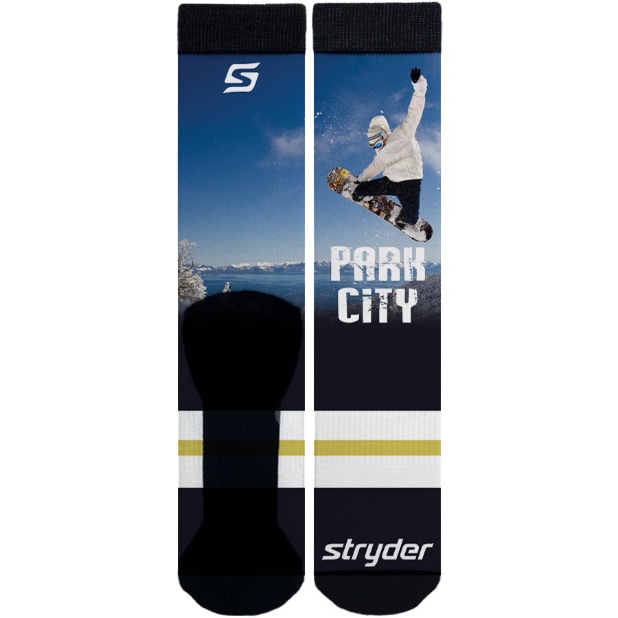 Snowboarder Navy & White Sock Name Drop