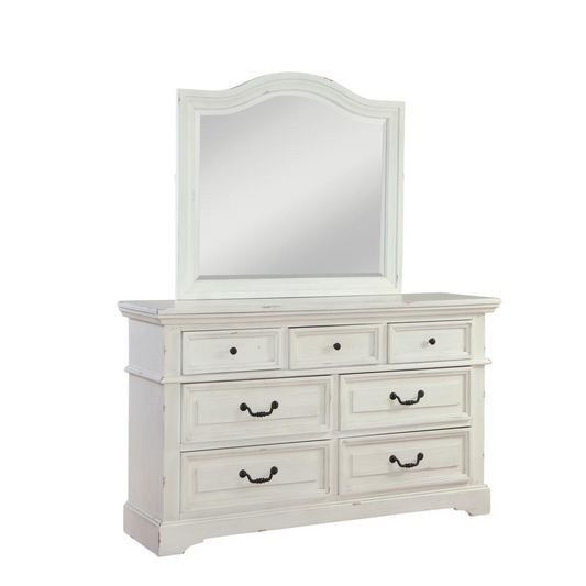 Stonebrook Antiqued White Dresser and Mirror