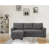 Thumbnail for Sierra Light Gray Linen Reversible Sleeper Sectional Sofa with Storage Chaise