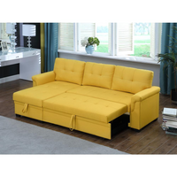 Thumbnail for Lucca Yellow Linen Reversible Sleeper Sectional Sofa with Storage Chaise