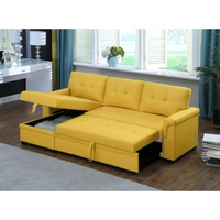 Thumbnail for Lucca Yellow Linen Reversible Sleeper Sectional Sofa with Storage Chaise