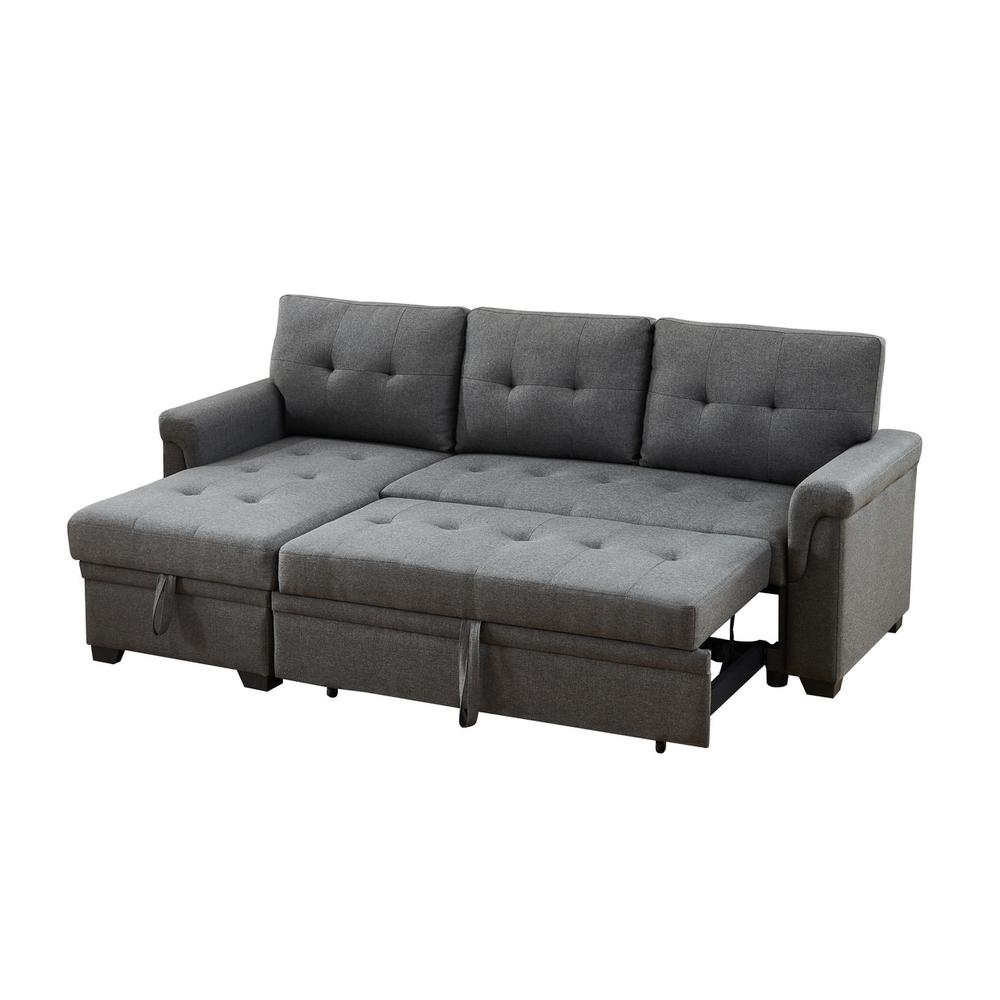 Hunter Light Gray Linen Reversible Sleeper Sectional Sofa with Storage Chaise