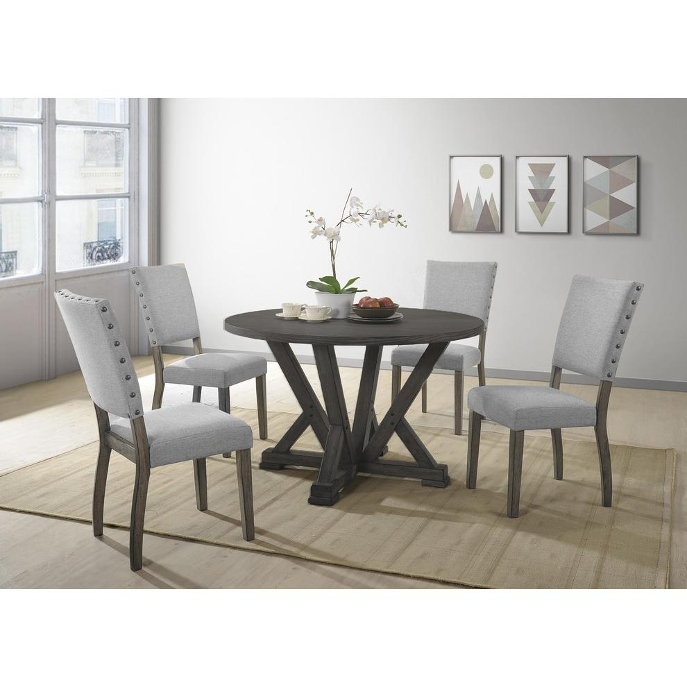 Anna Antique Rustic Gray Round Dining Table
