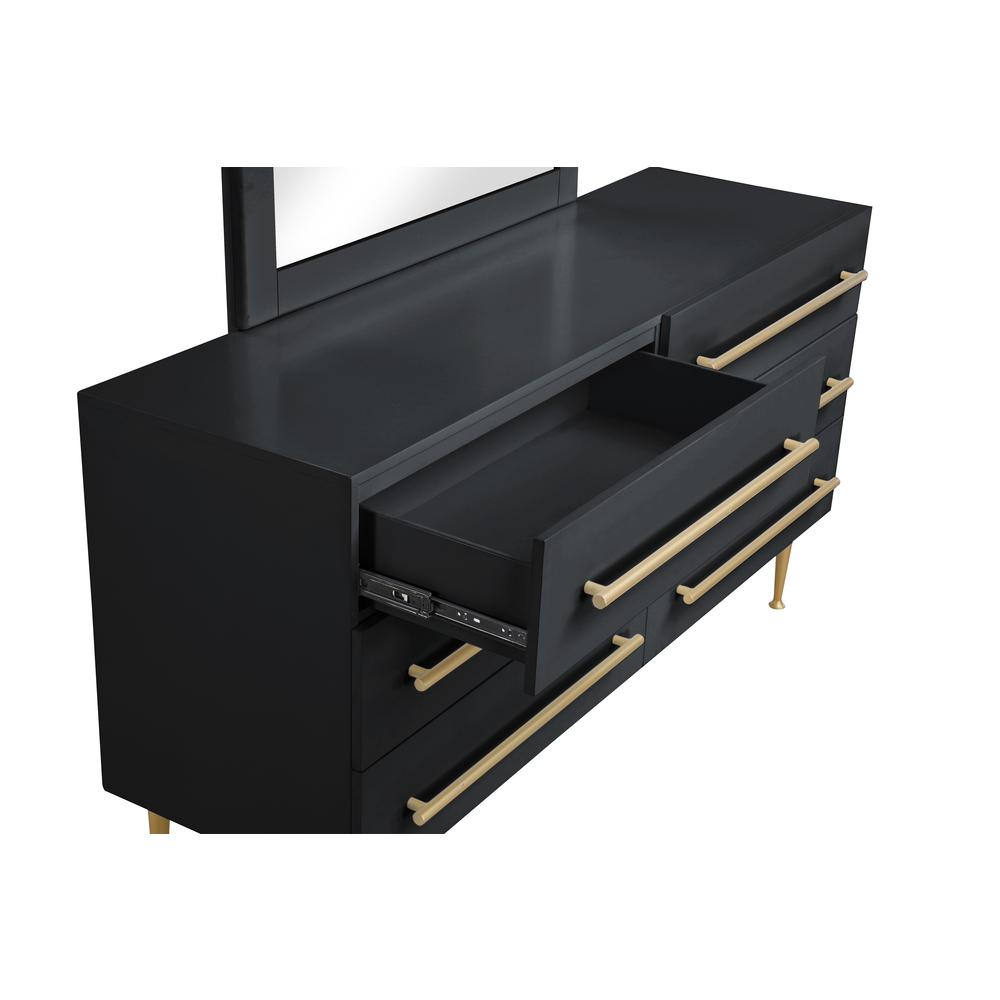 Bellanova Black Dresser with Mirror with Gold Accents