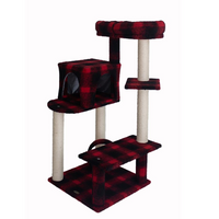 Thumbnail for Armarkat B5008 50-Inch Classic Real Wood Cat Tree With Veranda, Bench, MIni perch, and Spacious Lounger In Scotch Plaid