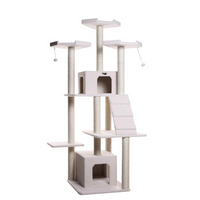 Thumbnail for Armarkat B8201 Classic Real Wood Cat Tree In Ivory, Jackson Galaxy Approved, Multi Levels With Ramp, Three Perches, Rope Swing, Two Condos