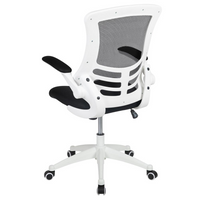 Thumbnail for Mid-Back Black Mesh Swivel Ergonomic Task Office Chair with White Frame and Flip-Up Arms