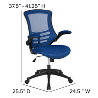 Thumbnail for Mid-Back Blue Mesh Swivel Ergonomic Task Office Chair with Flip-Up Arms