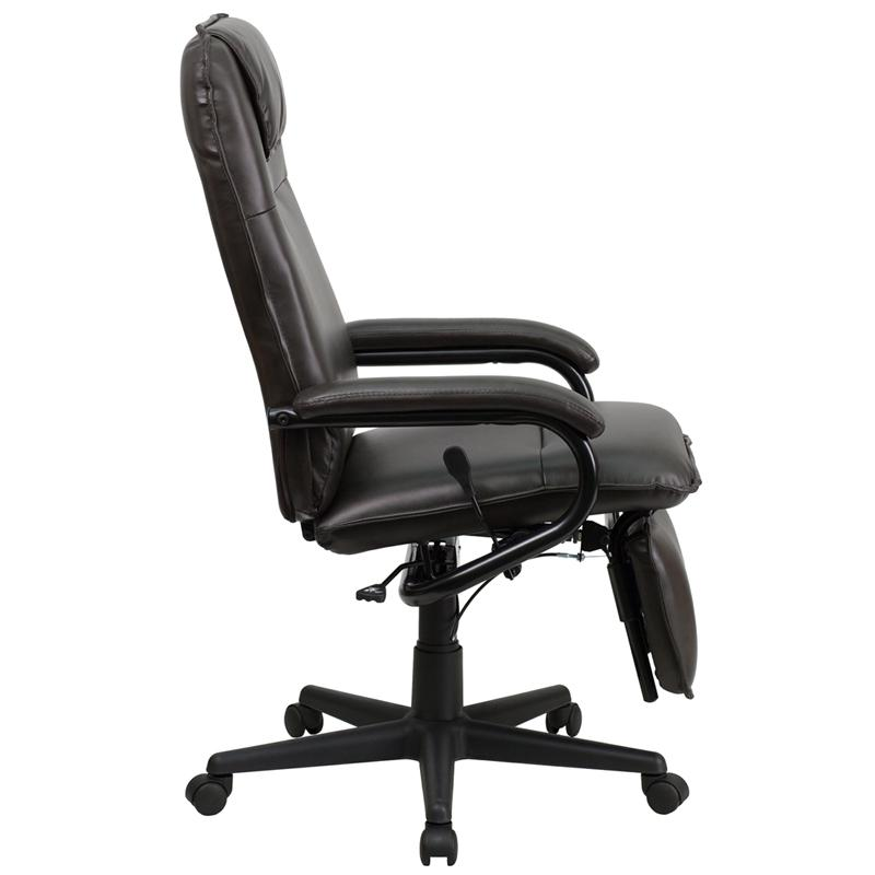 High Back Brown LeatherSoft Executive Reclining Ergonomic Swivel Office Chair with Arms