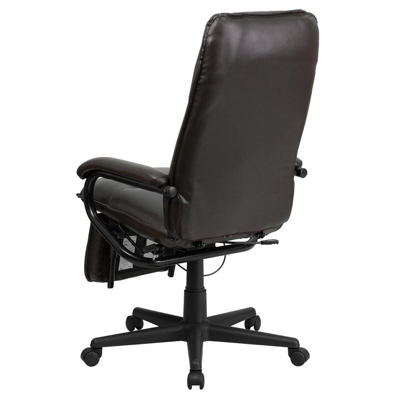 High Back Brown LeatherSoft Executive Reclining Ergonomic Swivel Office Chair with Arms