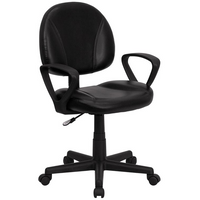 Thumbnail for Mid-Back Black LeatherSoft Swivel Ergonomic Task Office Chair with Back Depth Adjustment and Arms