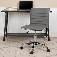 Thumbnail for Low Back Designer Armless Light Gray Ribbed Swivel Task Office Chair