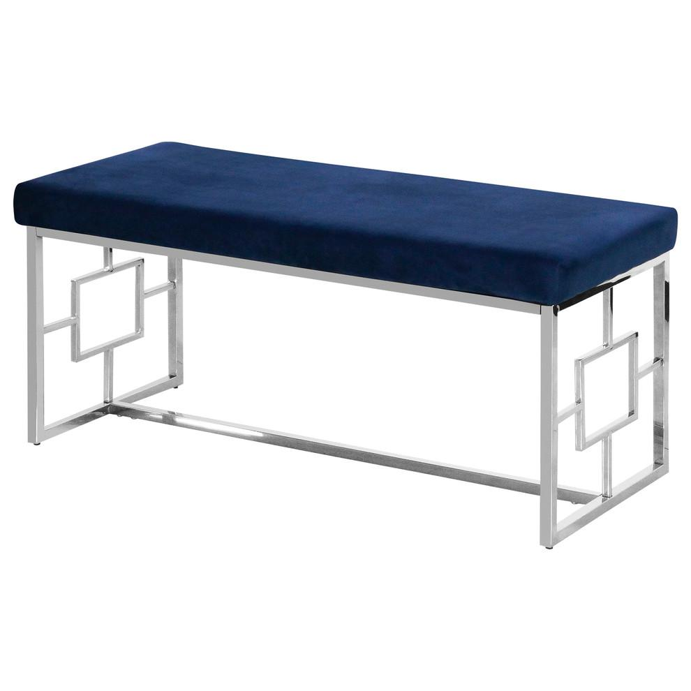 Blue and Silver Stainless Steel Bench