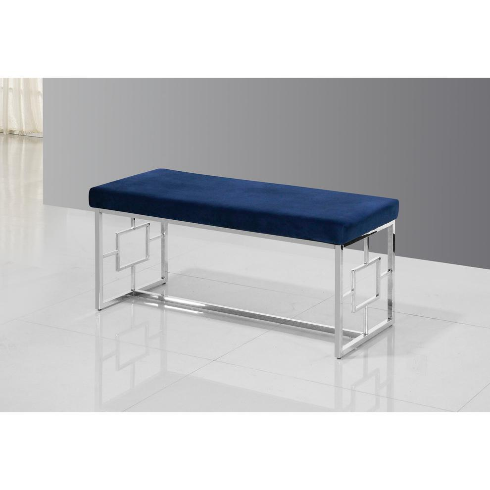 Blue and Silver Stainless Steel Bench
