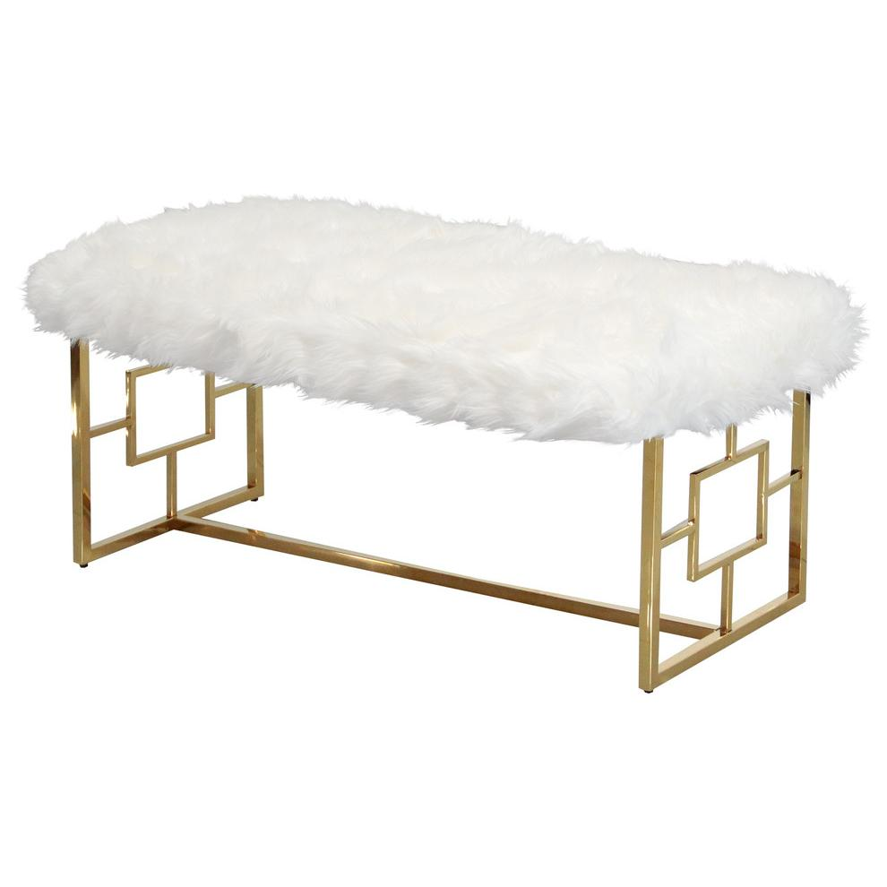 White and Gold Stainless Steel Bench