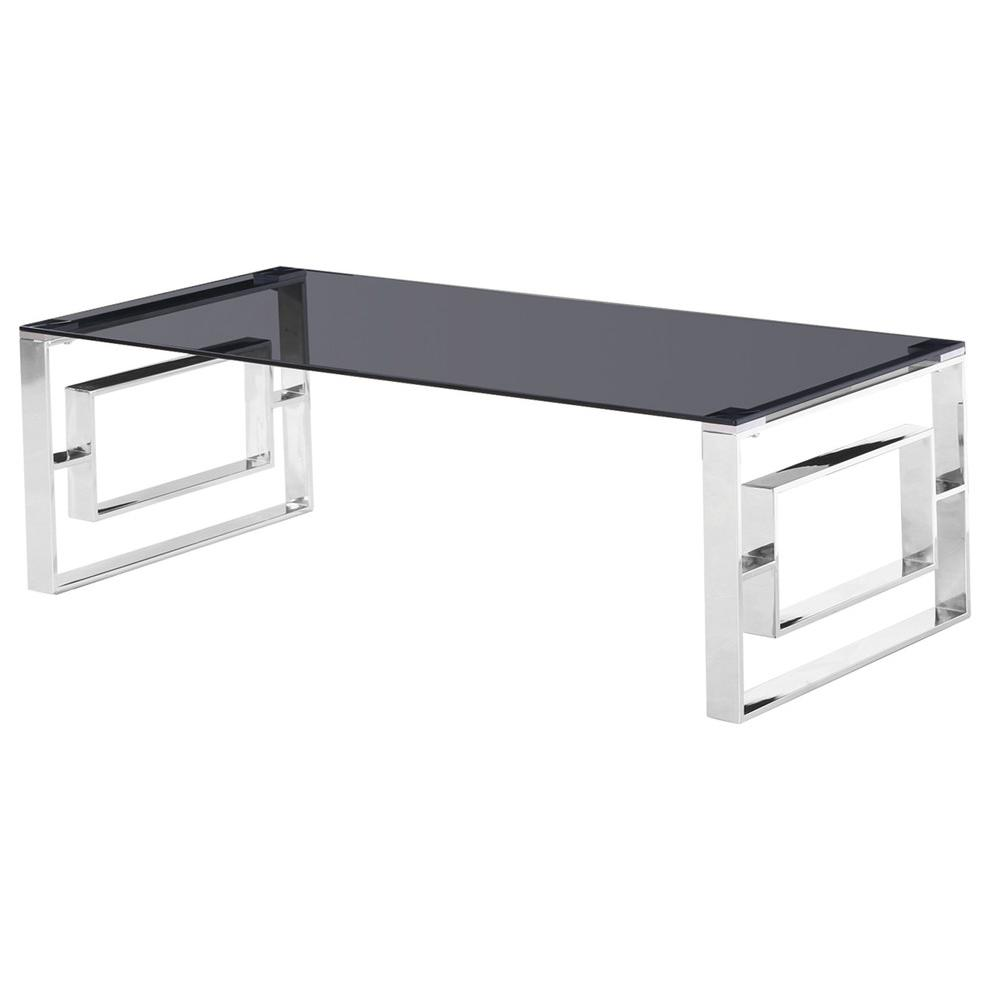 Smoked Glass Living Room Silver Coffee Table