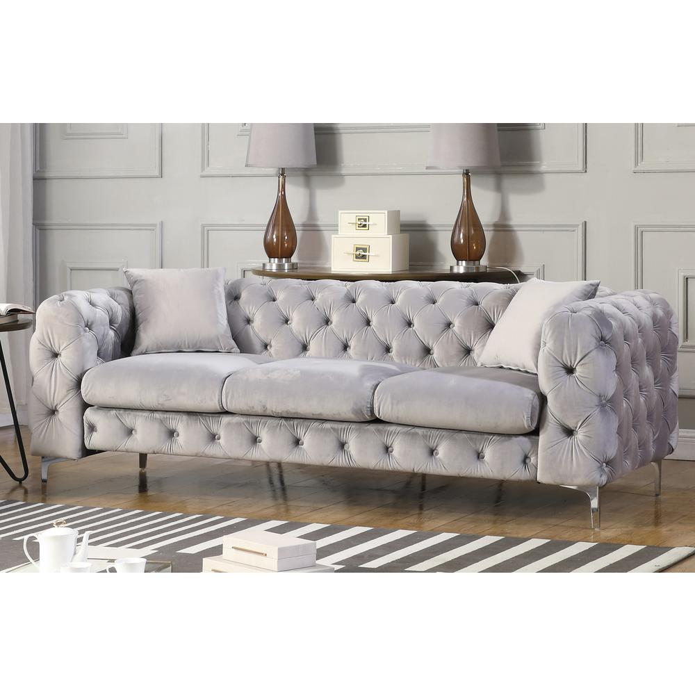 Nigel Grey Velvet Sofa