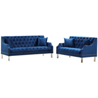 Thumbnail for Tao Tufted Velvet with Acrylic Legs Sofa and Loveseat Set in Blue