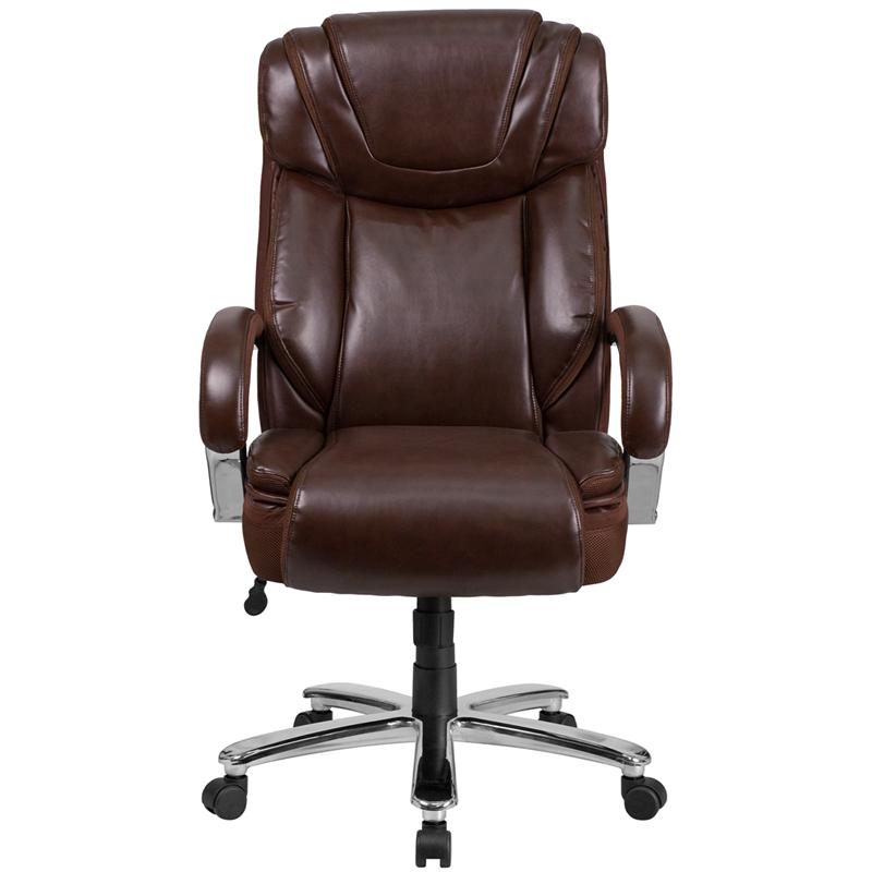 HERCULES Series Big & Tall 500 lb. Rated Brown LeatherSoft Executive Swivel Ergonomic Office Chair with Extra Wide Seat