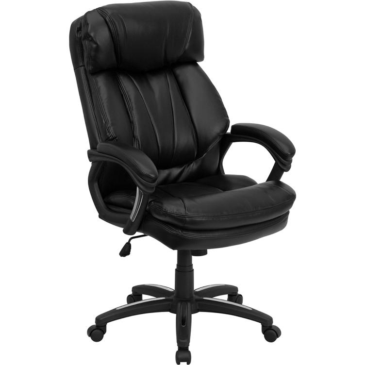 High Back Black LeatherSoft Executive Swivel Ergonomic Office Chair with Plush Headrest, Extensive Padding and Arms