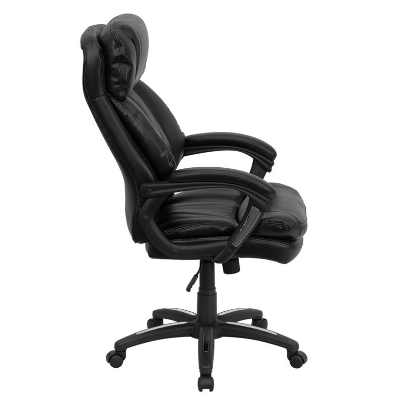 High Back Black LeatherSoft Executive Swivel Ergonomic Office Chair with Plush Headrest, Extensive Padding and Arms