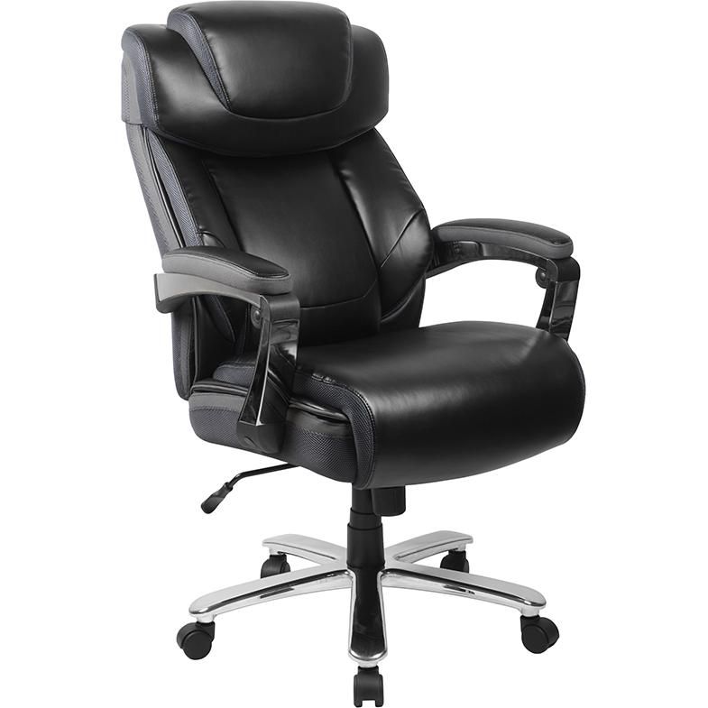 HERCULES Series Big & Tall 500 lb. Rated Black LeatherSoft Executive Swivel Ergonomic Office Chair with Adjustable Headrest