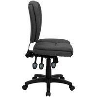 Thumbnail for Mid-Back Gray Fabric Multifunction Swivel Ergonomic Task Office Chair with Pillow Top Cushioning