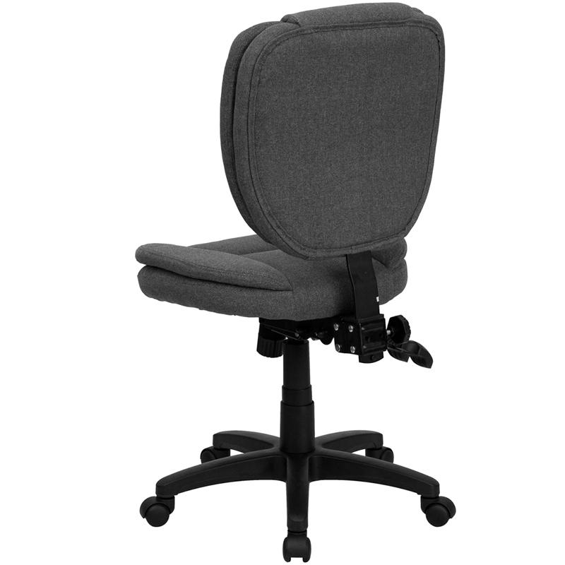 Mid-Back Gray Fabric Multifunction Swivel Ergonomic Task Office Chair with Pillow Top Cushioning