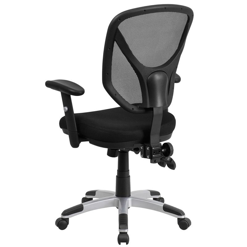 Mid-Back Black Mesh Multifunction Swivel Ergonomic Task Office Chair with Adjustable Arms